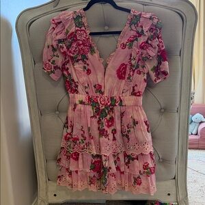 LoveShackFancy Pink Ruffled Dress